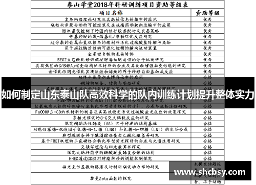 如何制定山东泰山队高效科学的队内训练计划提升整体实力